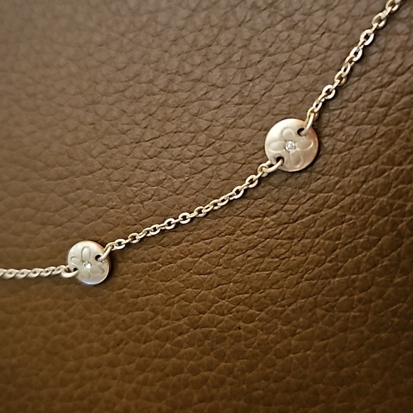 BRIGHTON Dainty Floral Crystal Station Chain Necklace - Picture 4 of 6